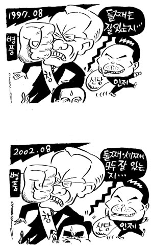 97년 8월 2002년 8월 대선정국 정밀비교