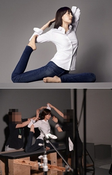 이나영 요가의 실체 '스태프 도움으로 완벽 자세 완성'