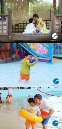 윤후 워터파크 포착, 아빠 윤민수와 함께 물놀이 끝나고 "뽀뽀 쪽"