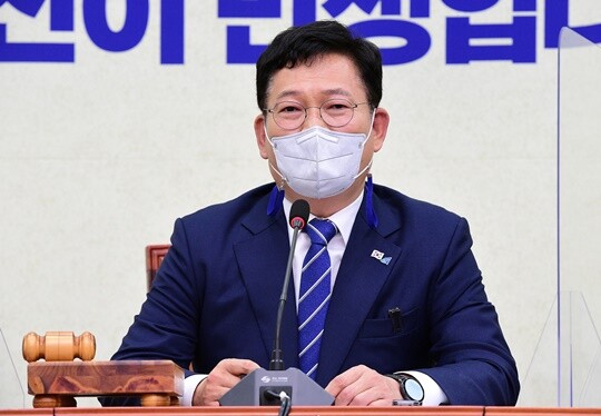 송영길 더불어민주당 대표가 9일 국회에서 열린 최고위원회의에서 모두발언을 하고 있다. 사진=박은숙 기자