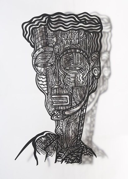 얼굴(Face): 69×137cm Steel plate(cut), Painting 2019