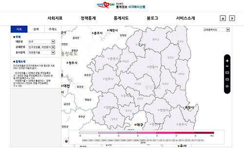 경북도가 경북도 통계포털에 '우리 동네 생활SOC 정책통계지도 서비스'를 개시 한다 (자료=경북도 제공)