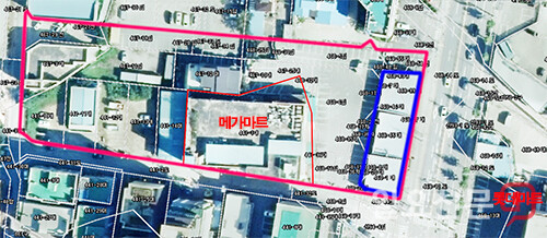 現 소유주 민모씨가 추진 중인 양평읍 메가마트 부지를 포함한 초고층 주상복합 사업부지.