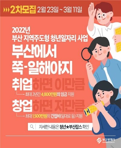 2022년 부산 지역주도형 청년일자리 사업 2차 모집 포스터. 사진=부산시