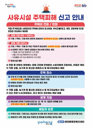 사유시설 주택피해 신고 안내 홍보물. 이미지=포항시 제공