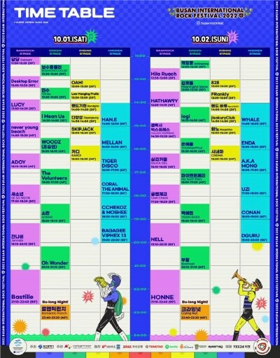 2022 부산국제록페스티벌 타임테이블.사진=부산시 제공