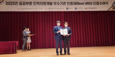 한국해양교통안전공단은 2022년 공공부문 인적자원개발 우수기관으로 재인증받았다. 사진=KOMSA 제공