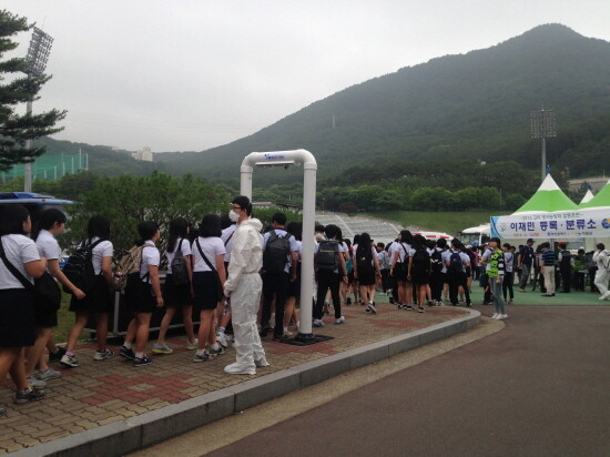 지난 방사능방재 연합훈련 당시 모습. 사진=기장군 제공