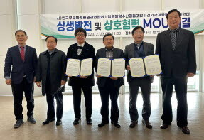 경기국제공항추진시민연대는 친환경 경기국제공항 건설을 위해 (사)한국무궁화재배관리연합회, 창조해양수산협동조합 등 2개 단체와 23일 전곡항마리나클럽하우스 대회의실에서 업무협약을 체결했다. 사진=경기국제공항추진시민연대 제공