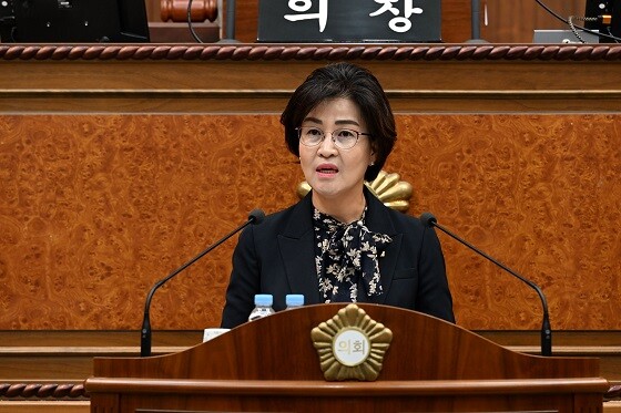 의정부시의회 정미영 의원이 5분 발언하고 있다. 사진=의정부시의회