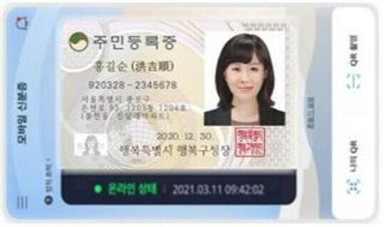 모바일 주민등록증 구현 화면 예시. 사진=행정안전부 제공