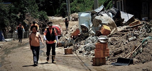 폭우 산사태에 휩쓸린 경북 예천군 벌방리. 사진=주현웅 기자