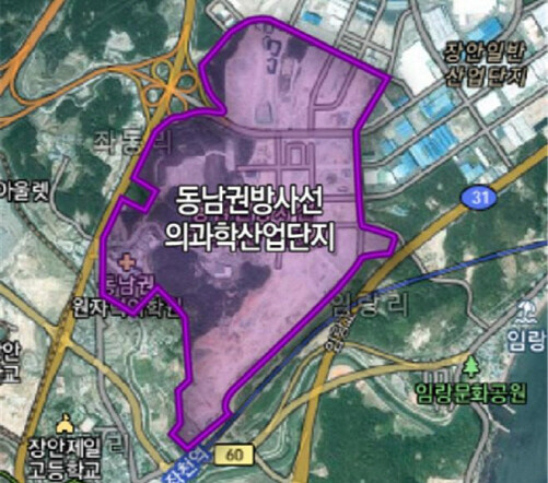 동남권방사선의·과학산업단지 위치도. 사진=부산시 제공