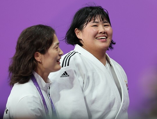 여자 78kg 이상급에 나선 김하윤이 이번 대회 유도 첫 금메달을 따냈다. 사진=연합뉴스