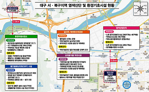 서구·북구지역 산업단지 및 환경기초시설 현황. 자료=대구시 제공