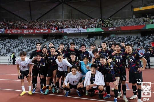 2023년 일정을 마무리한 대표팀의 한 해 성적은 5승 3무 2패다. 사진=KFA 제공