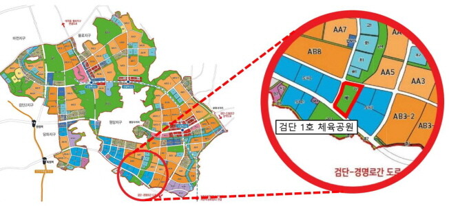 검단 다목적 체육관 건립 예정부지(검단 1호 체육공원). 사진=인천도시공사 제공