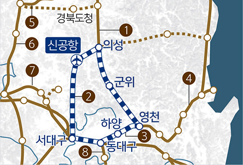 통합신공항 순환 광역철도 노선도. 사진=일요신문 DB