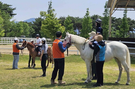 재활승마 운영 장면. 사진=렛츠런파크 부산경남 제공