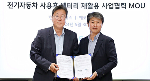 에코프로와 현대글로비스 간 폐배터리 재활용 관련 사업 협력을 위한 업무협약식이 열리고 있다. 사진=에코프로 제공