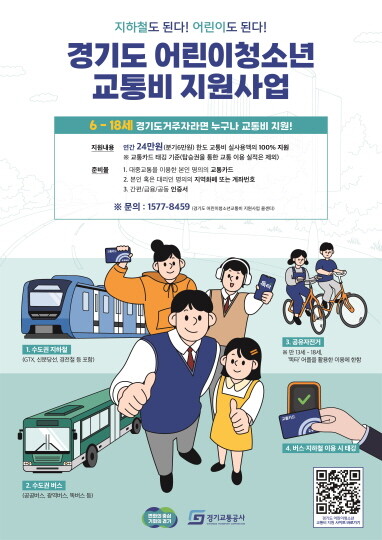 경기도 어린이 청소년 교통비 지원사업 포스터