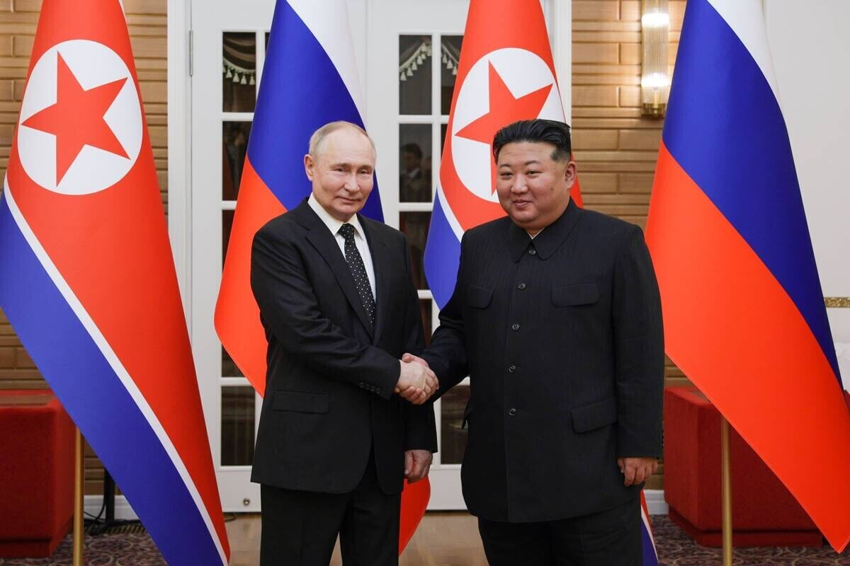 북한과 러시아가 포괄적 전략 동반자 협정을 맺었다. 블라디미르 푸틴 러시아 대통령과 김정은 북한 국무위원장. 사진=연합뉴스