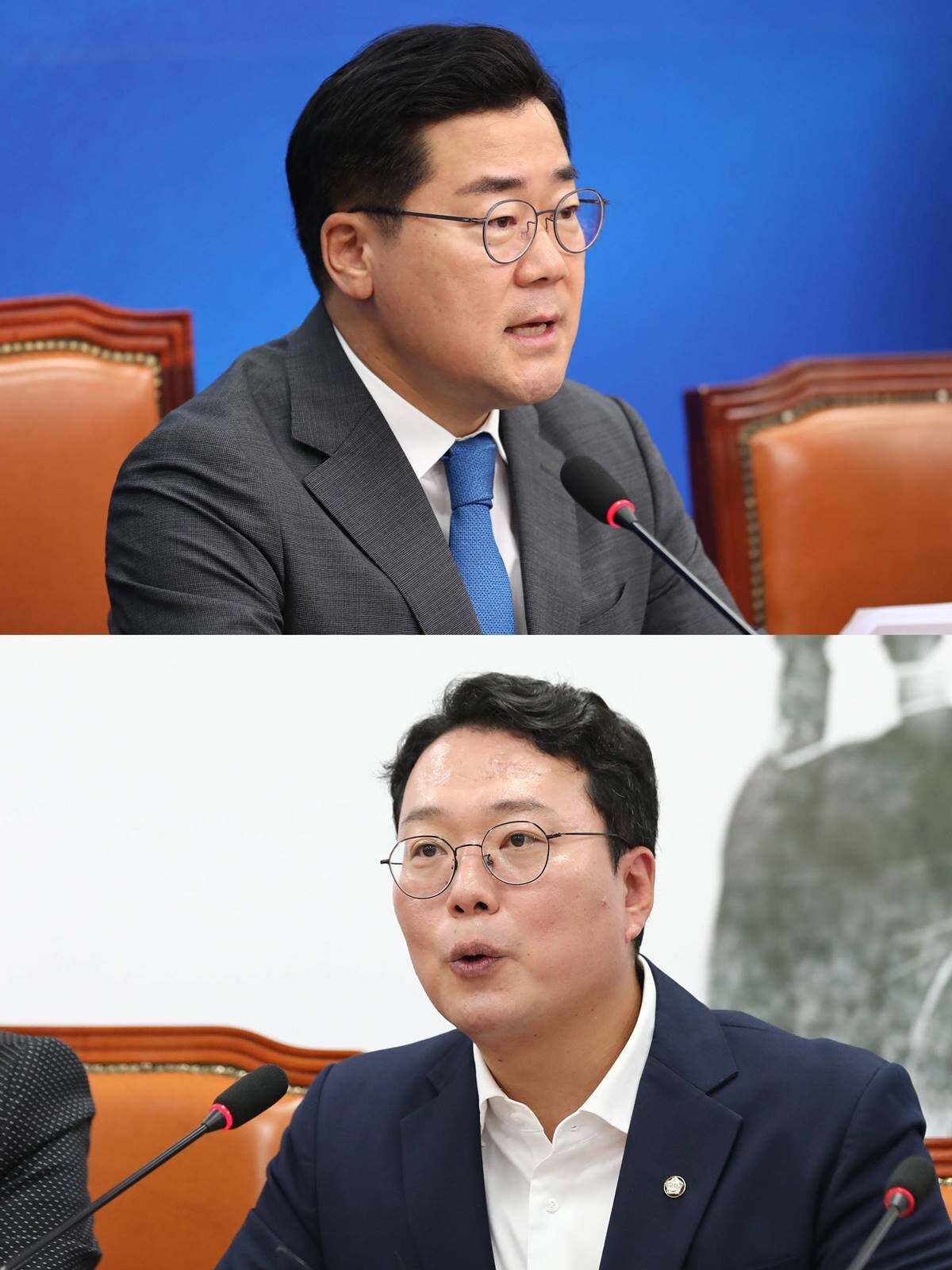 박찬대 더불어민주당 원내대표(위)와 천하람 개혁신당 의원. 사진=박은숙 기자