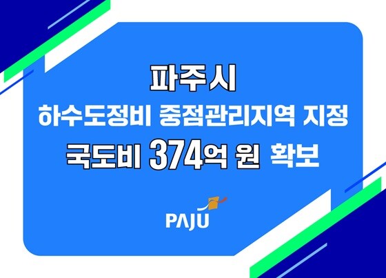 파주 야당동 일원 하수도중점관리지역 지정 국도비 374억원 확보. 사진=파주시 제공