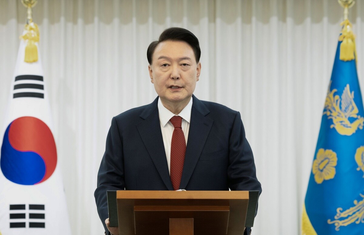 지난 14일 국회에서 윤석열 대통령 탄핵소추안이 가결된 뒤 윤 대통령이 담화를 발표하고 있다. 사진=대통령실