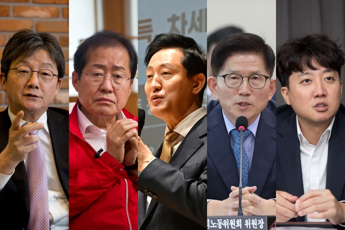 사진 왼쪽부터 유승민 전 의원, 홍준표 시장, 오세훈 시장, 김문수 장관, 이준석 의원. 사진=일요신문DB