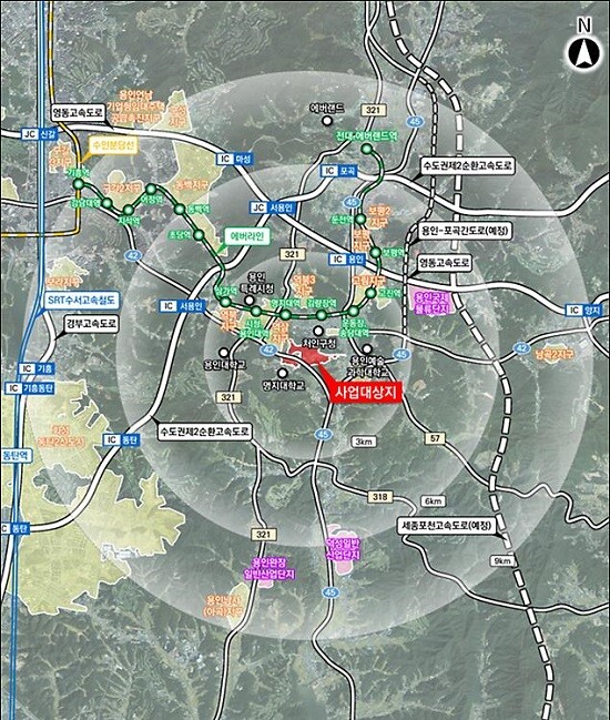 국토부가 승인한 용인중앙공원 공공지원민간임대주택 공급촉진지구 위치도. 사진=용인특례시 제공
