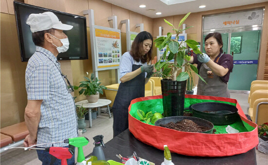 지난해 농업기술센터에서 진행한 반려식물 클리닉 모습. 사진=기장군 제공