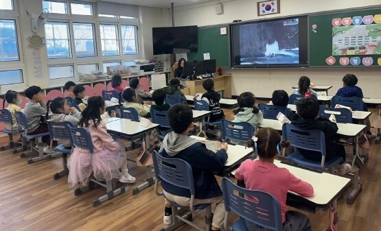 월내초등학교에서 진행된 방사능방재 교육 모습. 사진=기장군 제공