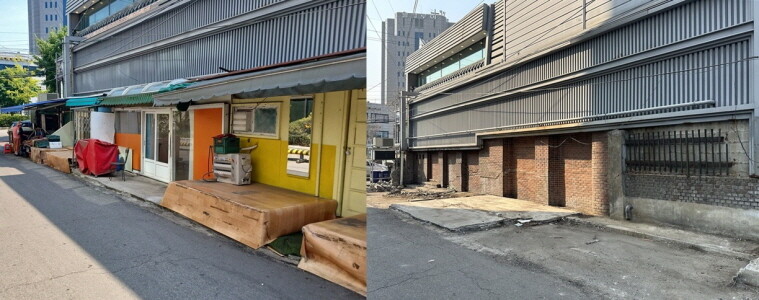 미추홀구는 지난 2일 석바위시장 입구 인근 도로 위 불법 노점 시설물에 대한 정비를 완료했다. 사진=미추홀구 제공