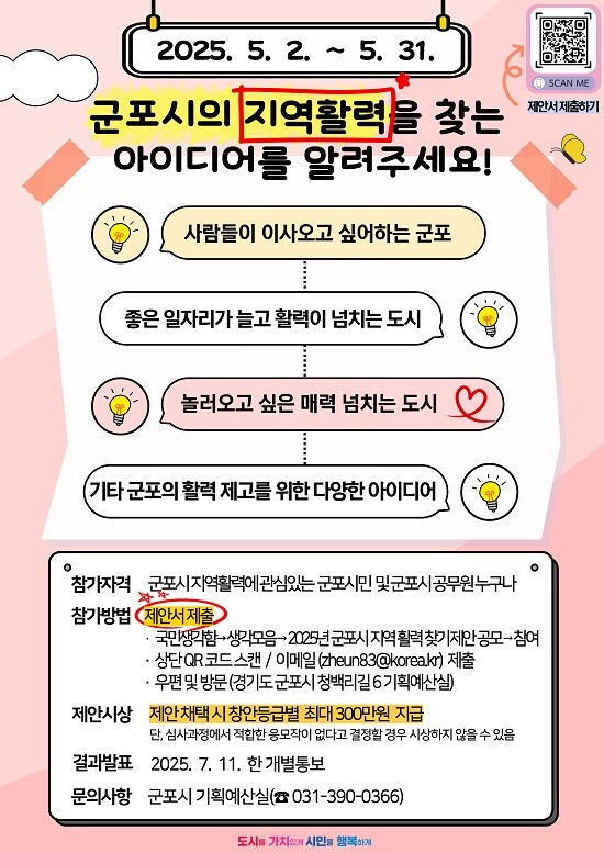 군포시 '2025년 지역 활력 찾기 제안 공모' 포스터. 사진=군포시 제공