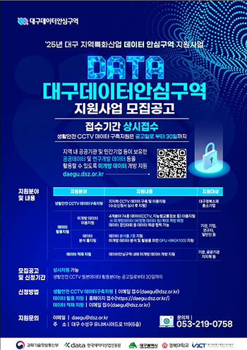 대구 데이터안심구역 지원사업 모집공고 포스터