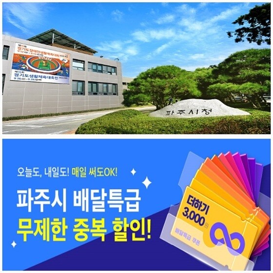 파주시는 15일부터 공공배달앱 ‘배달특급’ 활성화를 위해 대규모 할인권 제공 행사를 진행한다. 사진=파주시 제공