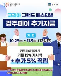 [경주시정] '코리아 그랜드 페스티벌' 기간, 경주페이 캐시백 18% 확대 外