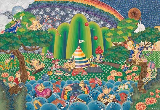 일월오봉도1: 116.8×80.3cm Mixed media 2022