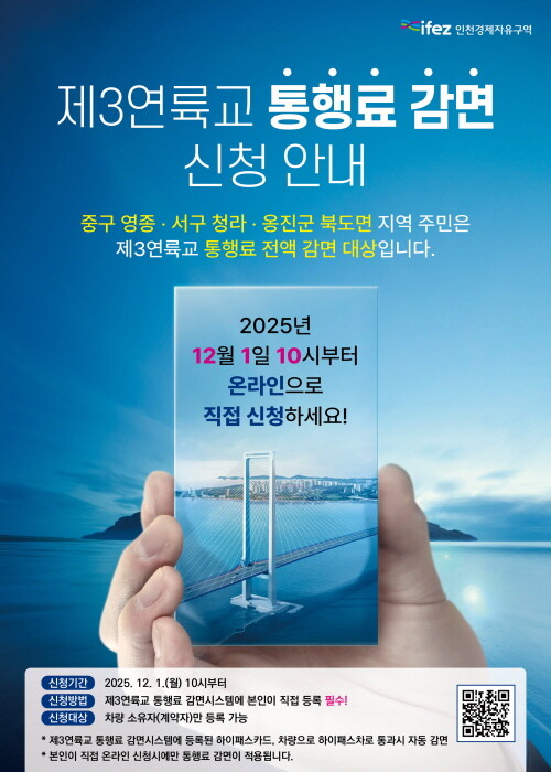 제3연륙교 통행료 감면 포스터. 사진=인천경제청 제공