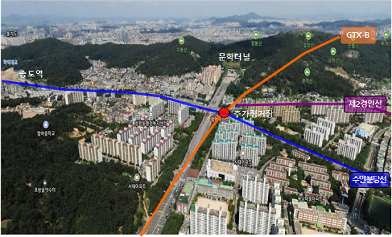 GTX-B '청학역' 항공사진. 사진=인천시 제공