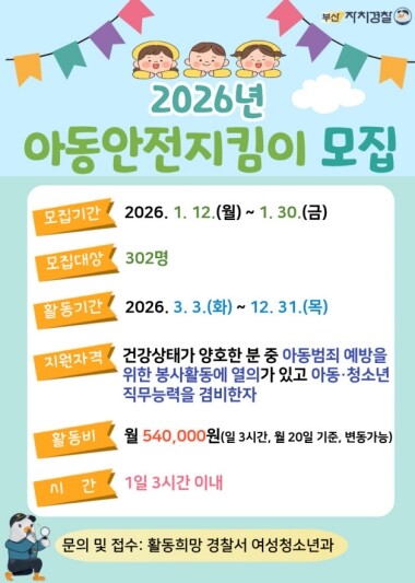 2026년 아동안전지킴이 모집 포스터. 사진=부산시 제공