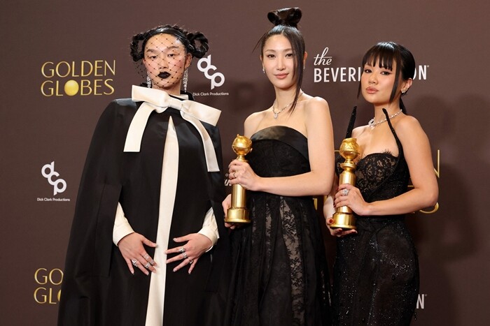 제83회 골든글로브 어워즈에서 넷플릭스 애니메이션 ‘케이팝 데몬 헌터스’ 오리지널사운드트랙 ‘골든’이 주제가상을 수상했다. AFP=연합뉴스