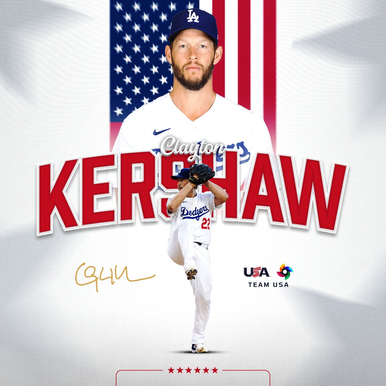 국가대표 경력이 없는 클레이튼 커쇼가 팀에 합류, WBC에 참가할 전망이다. 사진=미국 야구 국가대표팀 페이스북