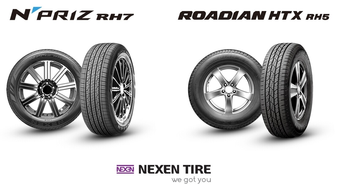 넥센타이어 무쏘 신차용 타이어 제품 2종 엔프리즈 RH7 and 로디안 HTX RH5. 사진=넥센타이어 제공