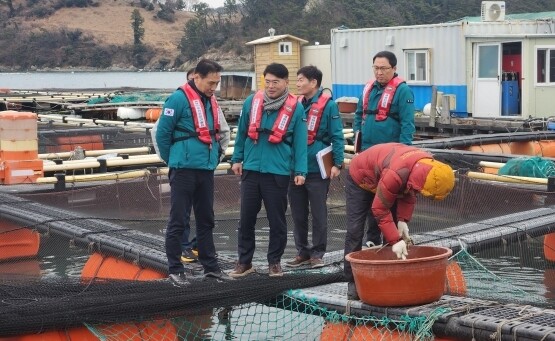 양식어가 현장 점검 모습. 사진=경남도 제공