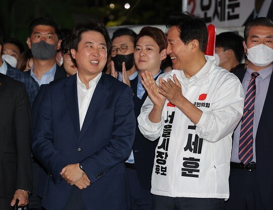 이준석 개혁신당 대표와 오세훈 서울시장. 사진=국회사진취재단