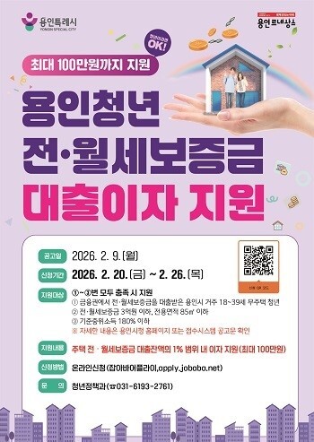 용인특례시 청년 전월세 보증금 대출이자 지원사업 포스터.
