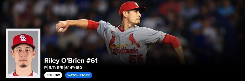 라일리 오브라이언이 종아리 통증을 호소, 훈련을 중단한 것으로 알려졌다. 사진=MLB.com 홈페이지 캡처
