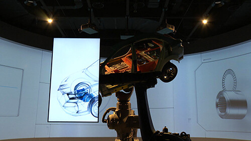 Park1538광양 제품전시존 전시된 HyperNO가 적용된 자동차 모형. 사진=포스코 제공